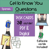 Spanish Task Cards Get To Know You Interview Questions 30 