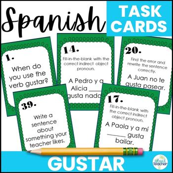 Preview of Spanish Task Cards Gustar Writing or Speaking Activity