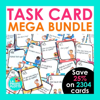 Preview of Spanish Task Cards Mega Bundle | Spanish Grammar & Vocabulary Practice or Review
