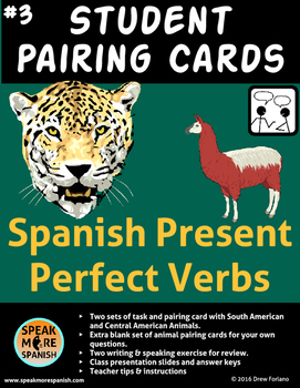 Preview of Spanish Conversation Cards for Spanish Present Perfect Verbs. Spanish Task Cards