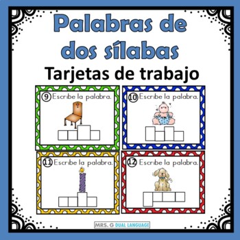 Preview of Palabras de dos silabas. Spanish Task Cards: Writing Two-Syllable Words