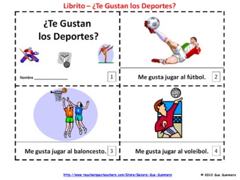 Preview of Spanish Sports Emergent Reader Booklets - ¿Te Gustan Los Deportes?