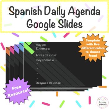 Preview of Spanish Teacher Agenda Slide Google Drive Templates Backgrounds FREE RESOURCE