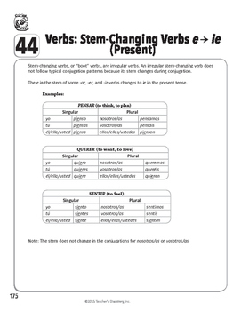 Spanish Teacher S Handbook Stem Changing Verbs E Ie Present