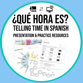 Preview of Spanish Telling Time Presentation & Practice (In-class & Virtual/Distance)