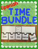 Spanish Telling Time Worksheet, PowerPoint, & Puzzle BUNDL
