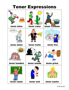 Preview of Spanish Tener Expressions PICTURE Notes SET