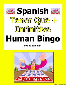 Preview of Spanish Tener Que + Infinitive & Chores Human Bingo Game Speaking Activity