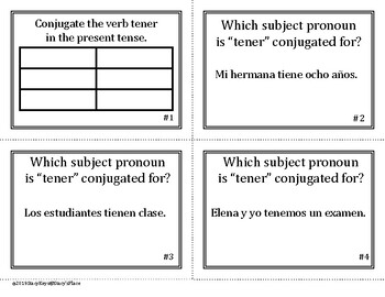 Preview of Spanish Tener Task Cards