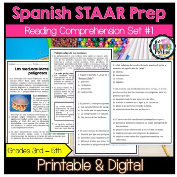 Preview of Spanish STAAR Test Prep |Spanish Reading Comprehension |Texto informativo