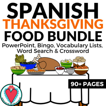 Preview of Spanish Thanksgiving Activities Bundle Food Vocabulary Día de Acción de Gracias