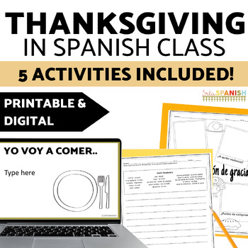 Preview of Spanish Thanksgiving Activities Día de Acción de Gracias Actividades BUNDLE