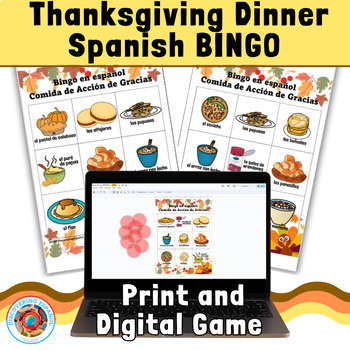 Preview of Spanish Thanksgiving Bingo Game Print and Digital Versions