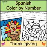 Spanish Thanksgiving Color by Number Pictures Colorea por Número
