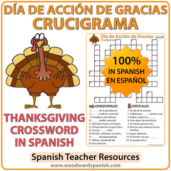 Preview of Spanish Thanksgiving Crossword - Día de Acción de Gracias