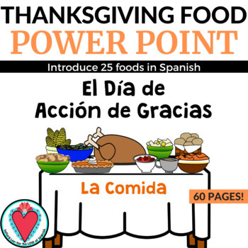 Preview of Spanish Thanksgiving Food Vocabulary PowerPoint - Spanish Food Unit