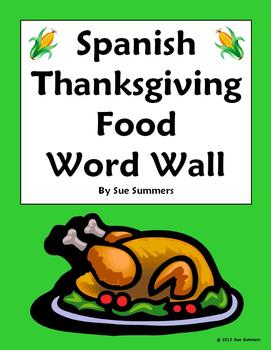 Preview of Spanish Thanksgiving Food Word Wall - Acción de Gracias