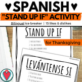 Spanish Thanksgiving Icebreaker Stand Up If Warm Up Activi