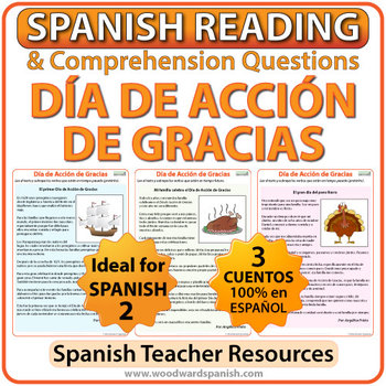 Preview of Spanish Thanksgiving Reading Passages and Worksheets