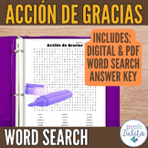 Spanish Thanksgiving Vocabulary Word Search - acción de gr