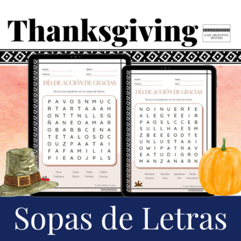 Preview of Spanish Thanksgiving Word Search Printable