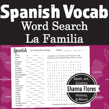 Preview of Spanish The Family - La Familia; Word Search; Translate into Spanish; Vocab