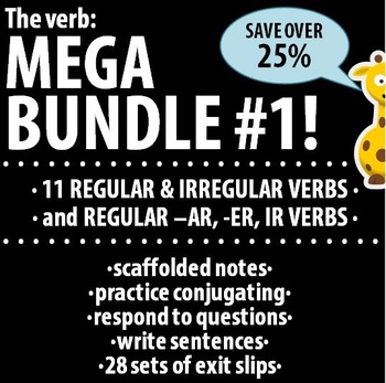 Preview of Spanish - The verb: MEGA BUNDLE #1 - 11 verbs & Regular -AR, -ER, -IR verbs