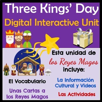 Preview of Spanish Three Kings' Day Digital Unit - Reyes Magos - Videos, Cartas y Zapatos