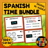 Spanish Time Boom Cards Levels 1-3, Digital Task Cards, Sp
