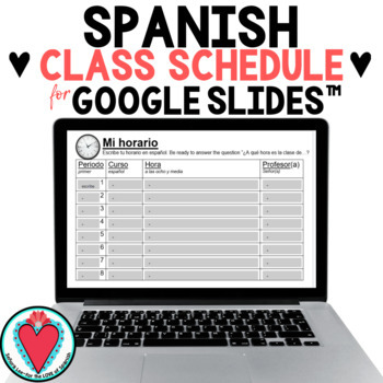 Preview of Telling Time in Spanish - Digital Class Schedule for Google Slides - La Hora