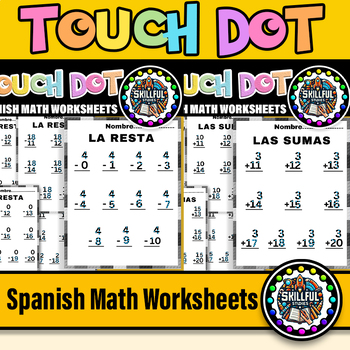 Preview of Spanish Touch Dot Subtraction & Addition Worksheets|Suma & Resta Reagrupando