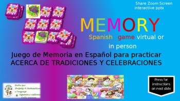 Preview of Spanish Traditions Memory Game / Practica Tradiciones/Celebraciones PPTX