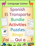 Spanish Transport Bundle - Activities Puzzles Bingo Yo ten
