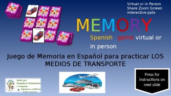 Preview of Spanish Transportations Memory Game / Practica Medios de Transporte PPTX