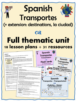 Preview of Spanish–Transportes y la ciudad– Thematic Unit 18 lesson plans + 31 resources