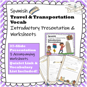 Preview of Spanish Travel & Transportation Vocab Introductory Presentation & Worksheets