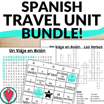 Preview of Spanish Travel Unit Airport Vocabulary Spanish Word Search Worksheets Activities