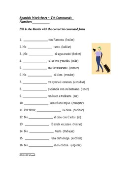 Preview of Tú Commands Worksheet: Negatives and Affirmatives (Mandatos)