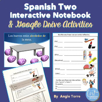Preview of Spanish 2 Interactive Notebook and Google Drive Activities with Digital Versions