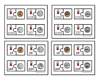 Spanish U S Coin Puzzles by Down River Resources TpT