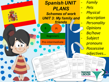 Preview of Spanish Unit plans Family, familia Unit 3 for beginners