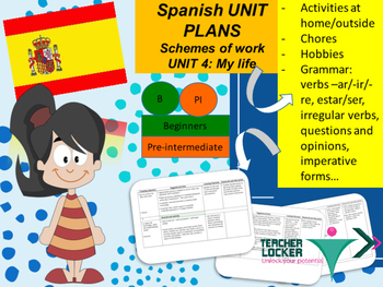 Preview of Spanish Unit plans Activities, actividades Unit 4 for beginners