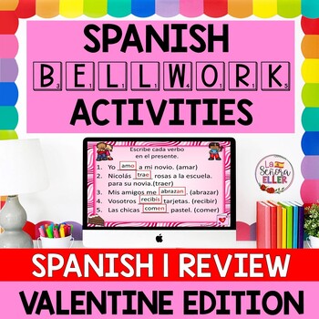 Preview of Spanish Valentine Bellwork Activities | Día de San Valentín 