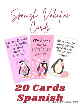 Preview of Spanish Valentine Cards/ Tarjetas de San Valentin de Pingüinos