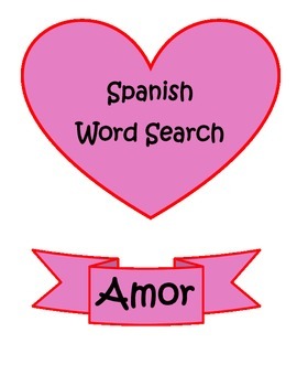 Preview of Spanish Valentine Word Search Build Vocabulary Improve Spelling