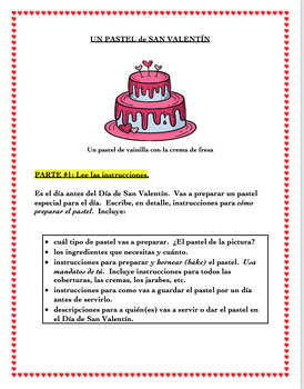 Preview of Spanish - Valentine's Cake Activity - with Tú Commands