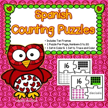 Preview of Valentine's Day Spanish Activities: Numbers 1 to 20 Counting in Spanish