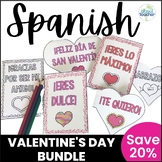 Spanish Valentine's Day Activities Bundle Cards Color by N