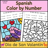 Spanish Valentine's Day Color by Number San Valentín Color