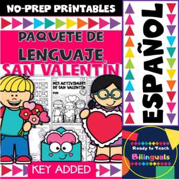 Preview of Spanish Valentine´s Day- Día de San Valentín -  No-Prep Printables with Key